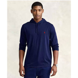 Polo Ralph Lauren Men's Jersey Hooded T-Shirt Size MED Long Sleeve Preppy Sporty